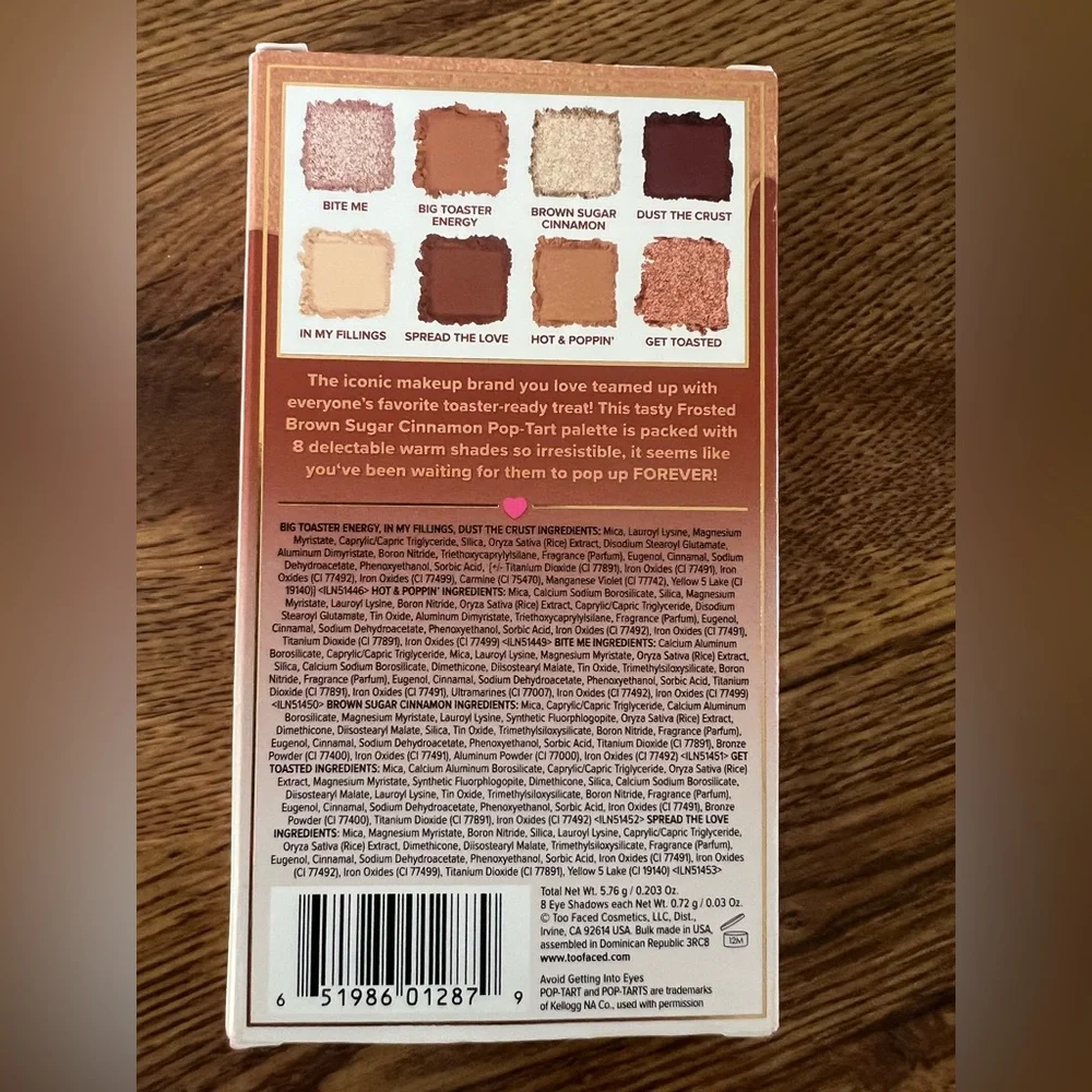 BNIB Too Faced Pop-tarts Brown Cinnamon Sugar Eye Shadow Palette